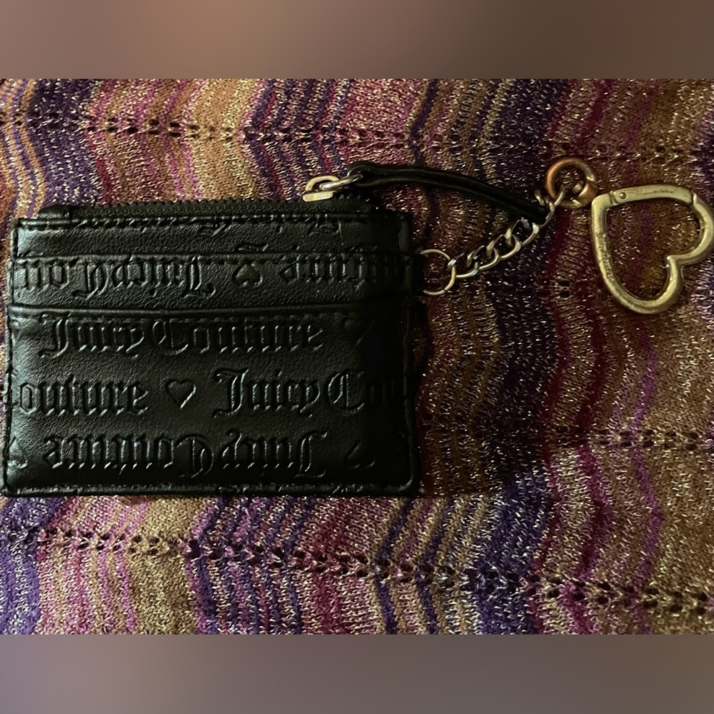 Juicy Couture Black Embossed Card Holder with Gold Accent - Picture 2 of 2